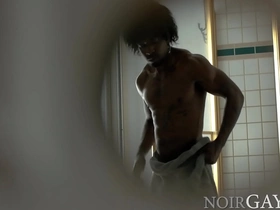 Spying above bbc's hot shower and caught gay ass hot porn