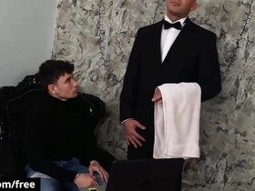 (simon best) rides his butler's (denny chris) eternal learn of until he unloads on his face - bromo chinese bottom gay porn