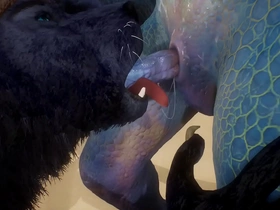 Wolf and lizard have sex on the beach - wildlife gay porn korean Thespian