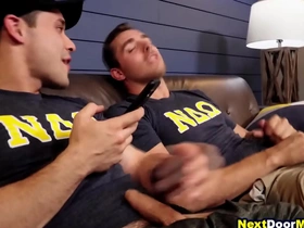Straight frat boys jerk off then fuck together gay porn japan kiss