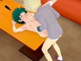 My hero academia yaoi bakugou fucks deku in a karaoke while uraraka looks on - manga anime porn hardsex korean gay toilet porn
