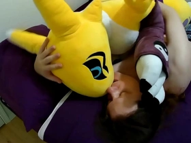 Circle out with life-sized renamon plush japan solely gay porn